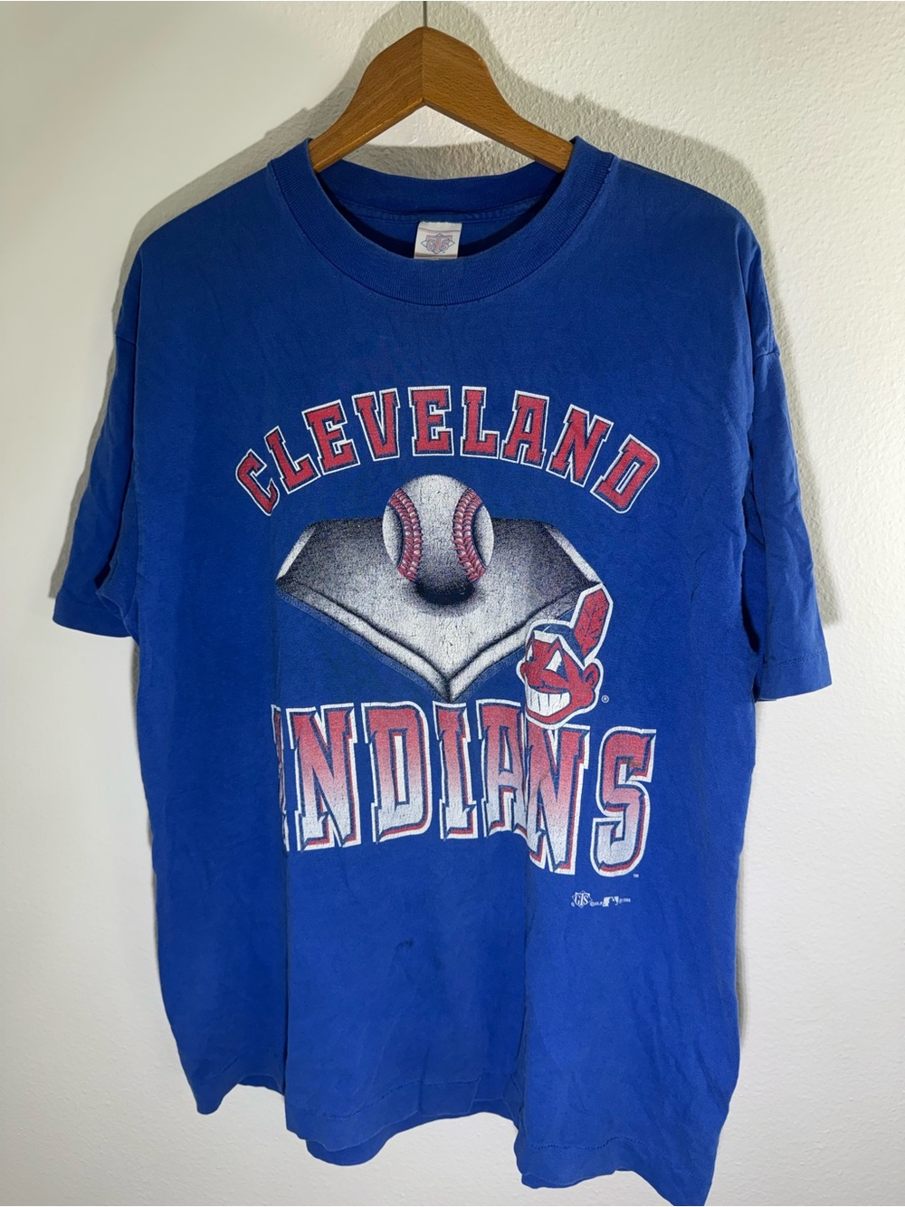 Vintage 1995 Single Stitch MLB Cleveland Indians Graphic Tee Blue XL GTS USA